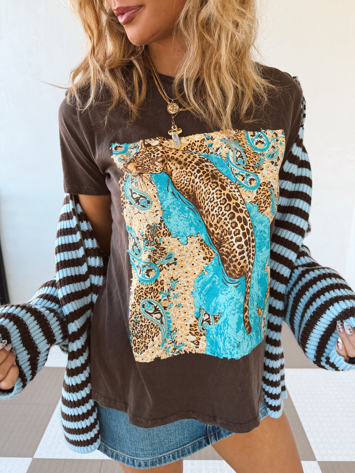 Aqua Leopard Tee