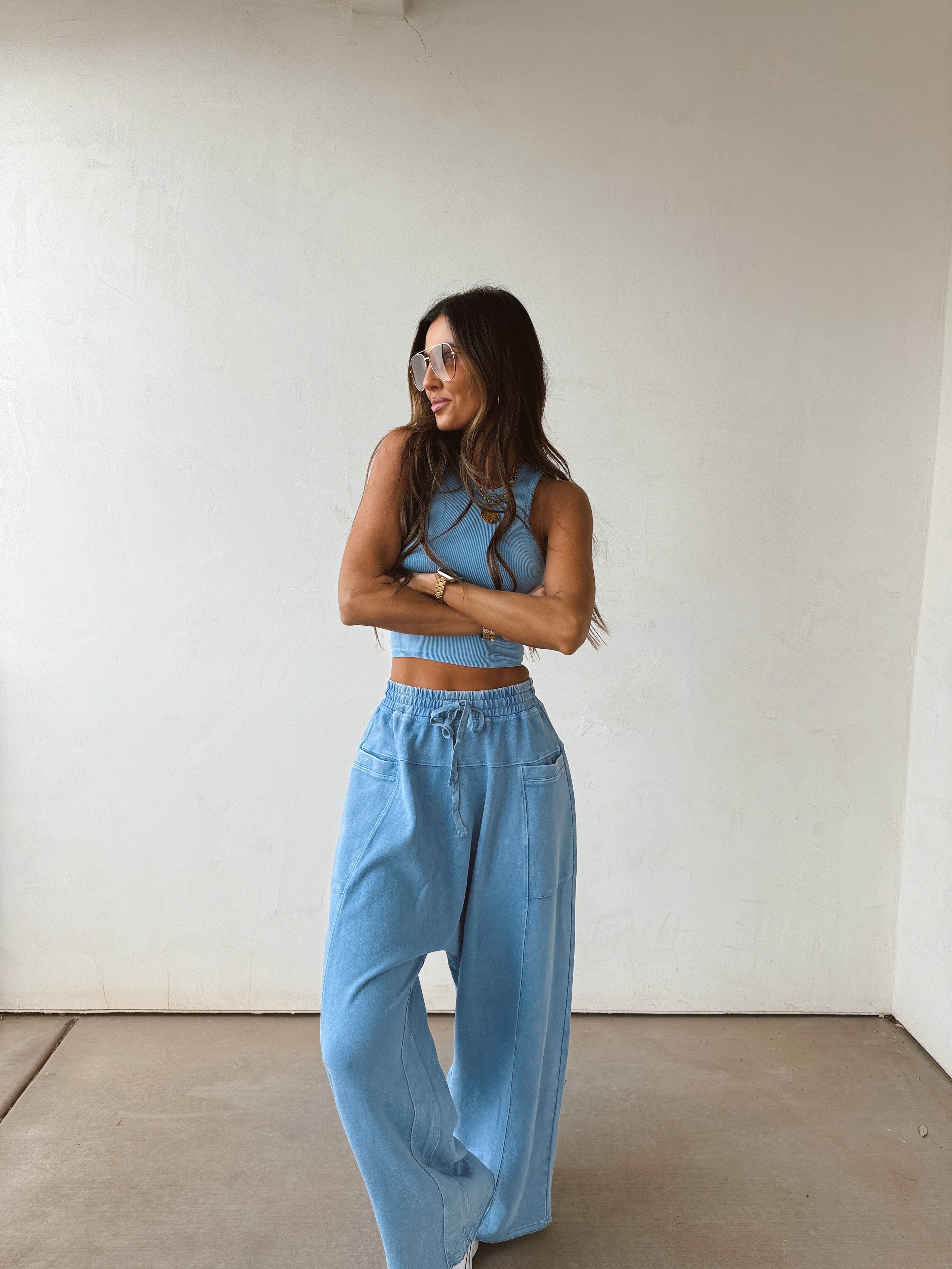 Cold Plunge Harem Pants//Blue