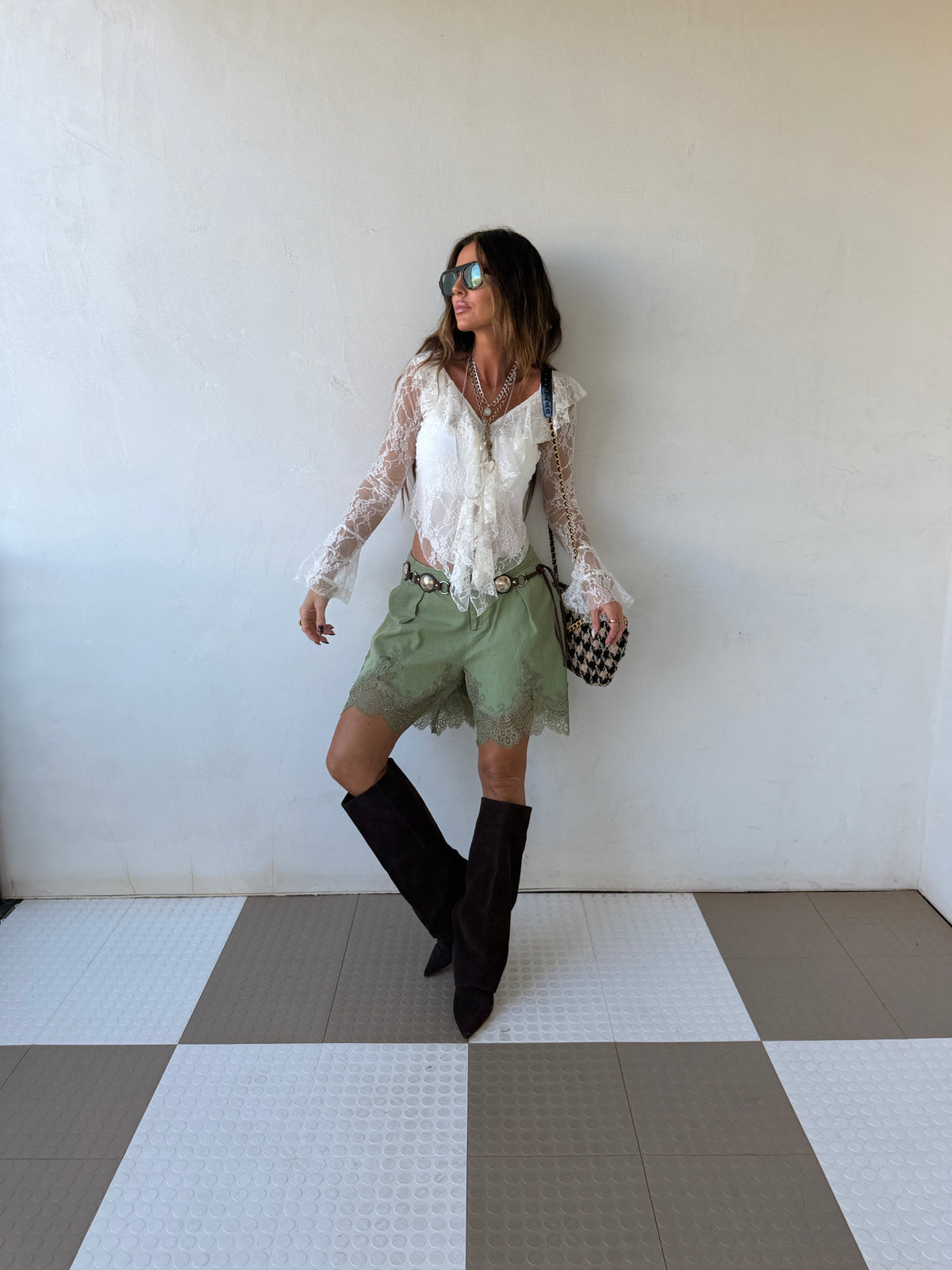 Olive Grove Lace Shorts