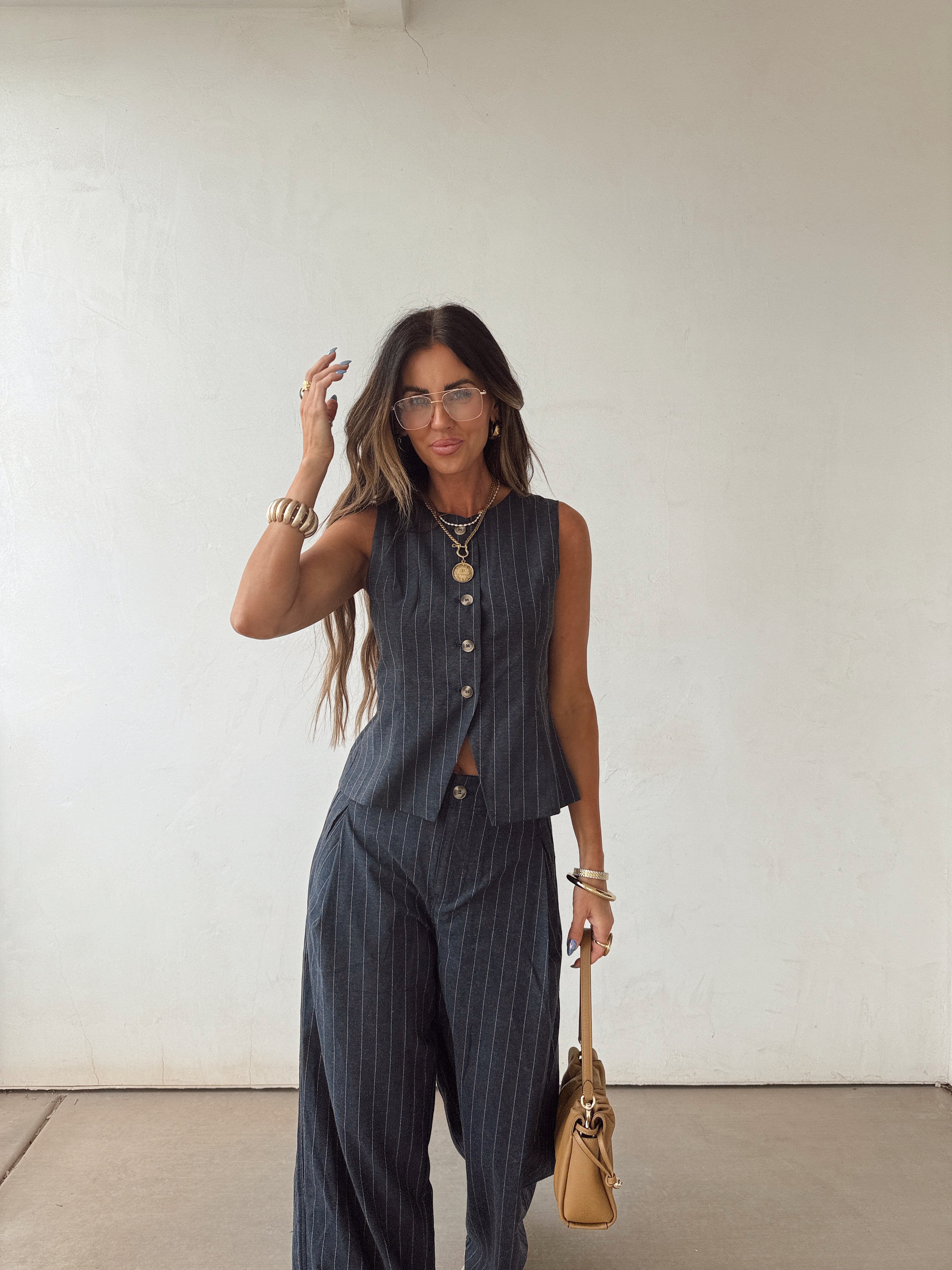 5th Avenue Pinstriped Vest – Copper + Cloth
