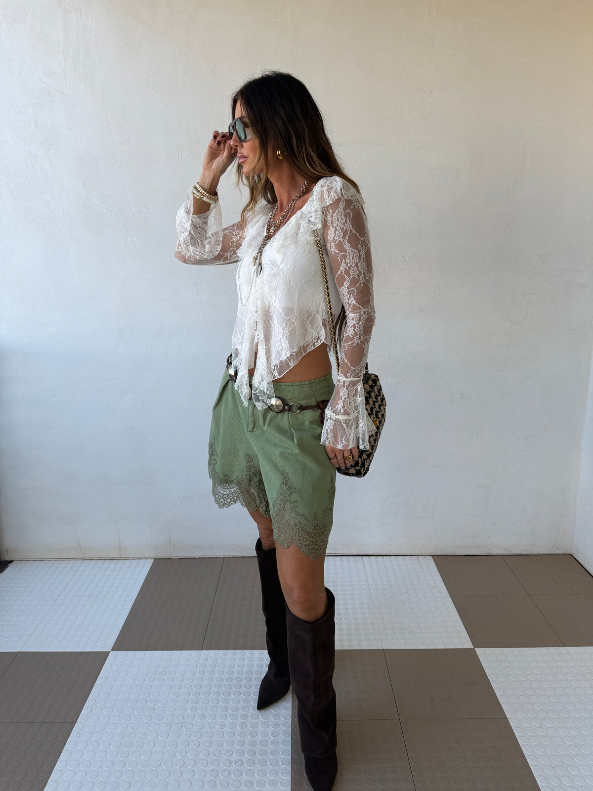 Olive Grove Lace Shorts