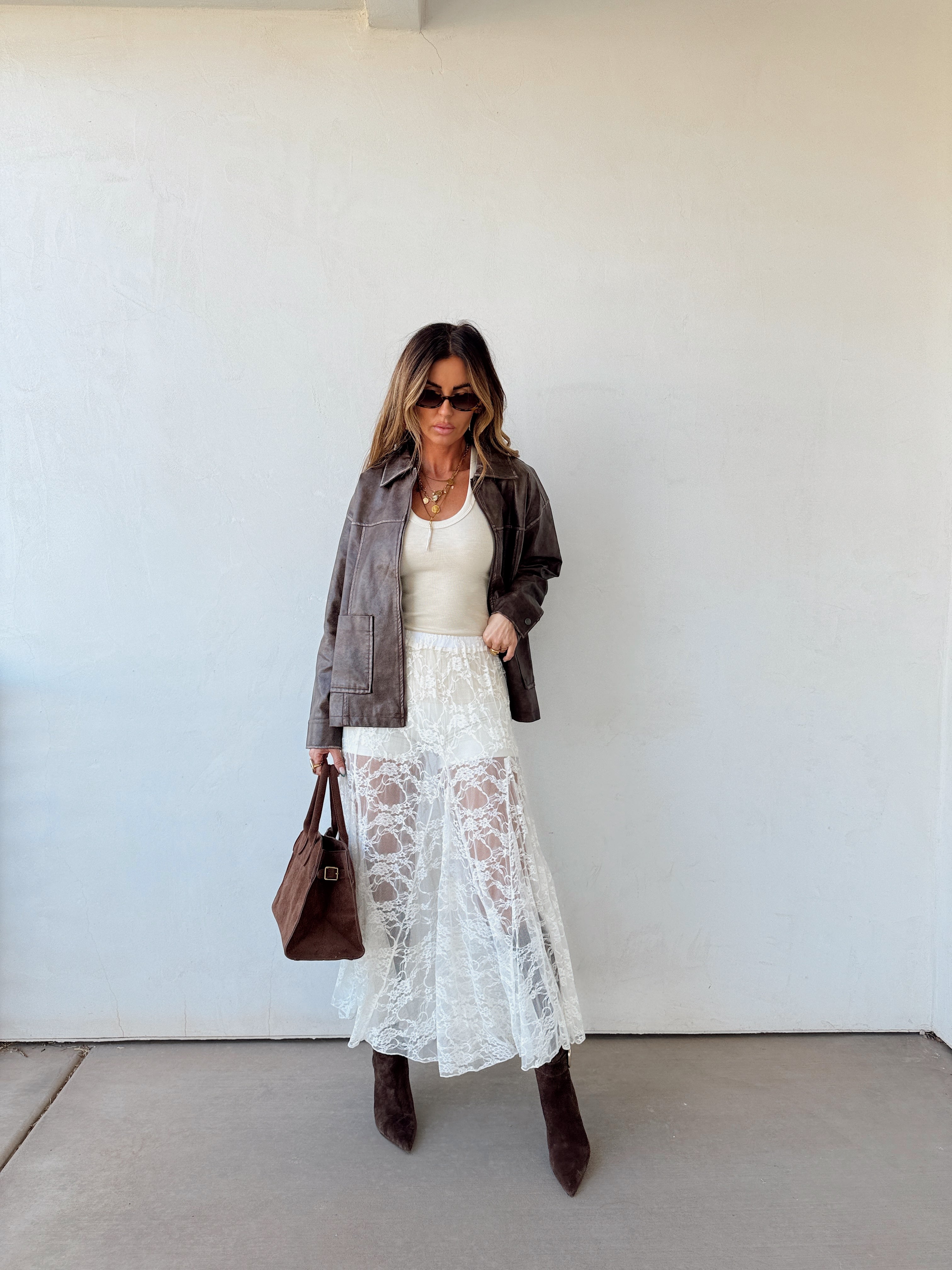 Caught You Looking Skirt// White