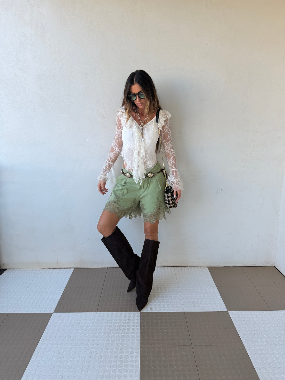 Olive Grove Lace Shorts