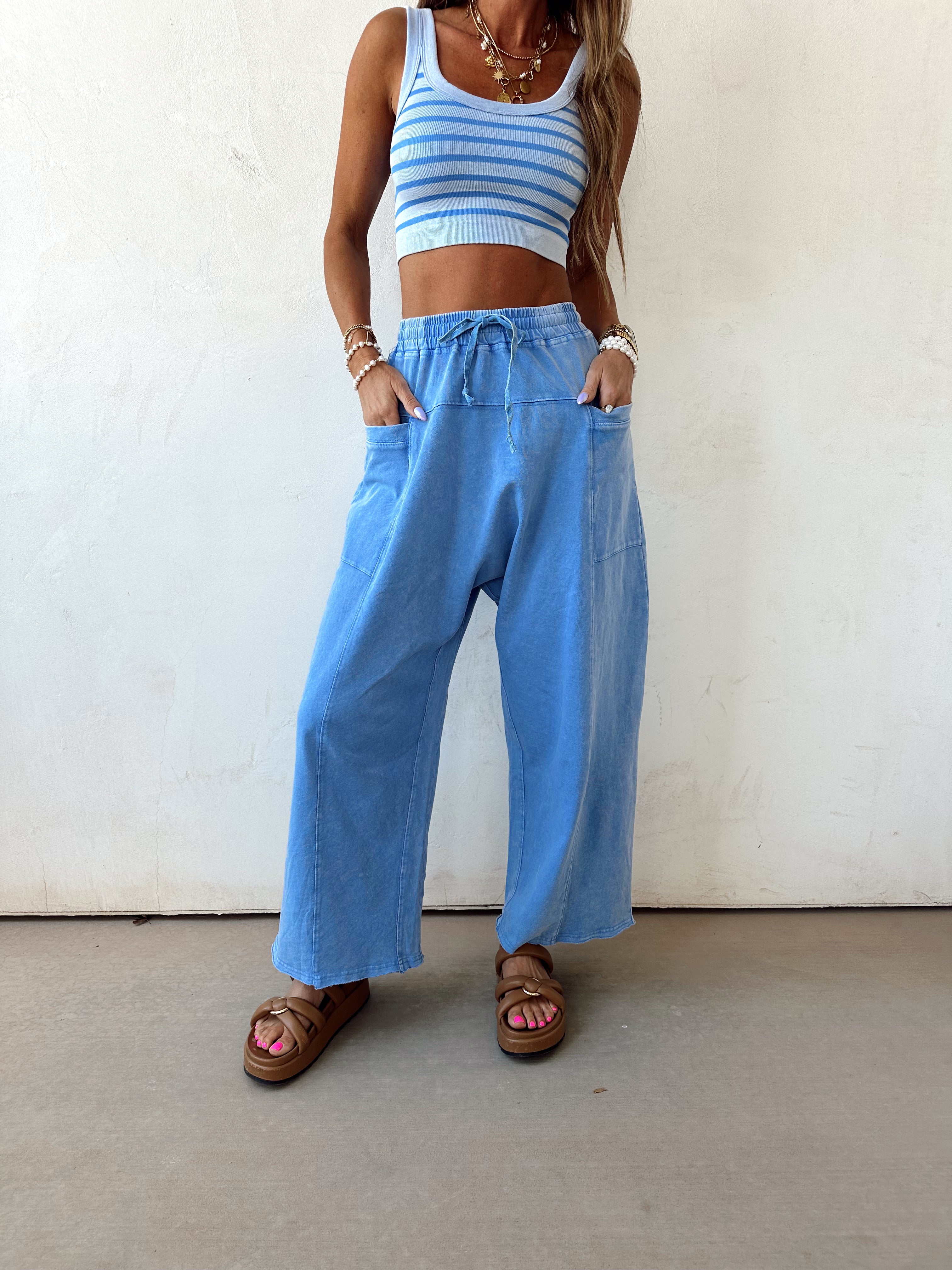 Cold Plunge Harem Pants//Blue