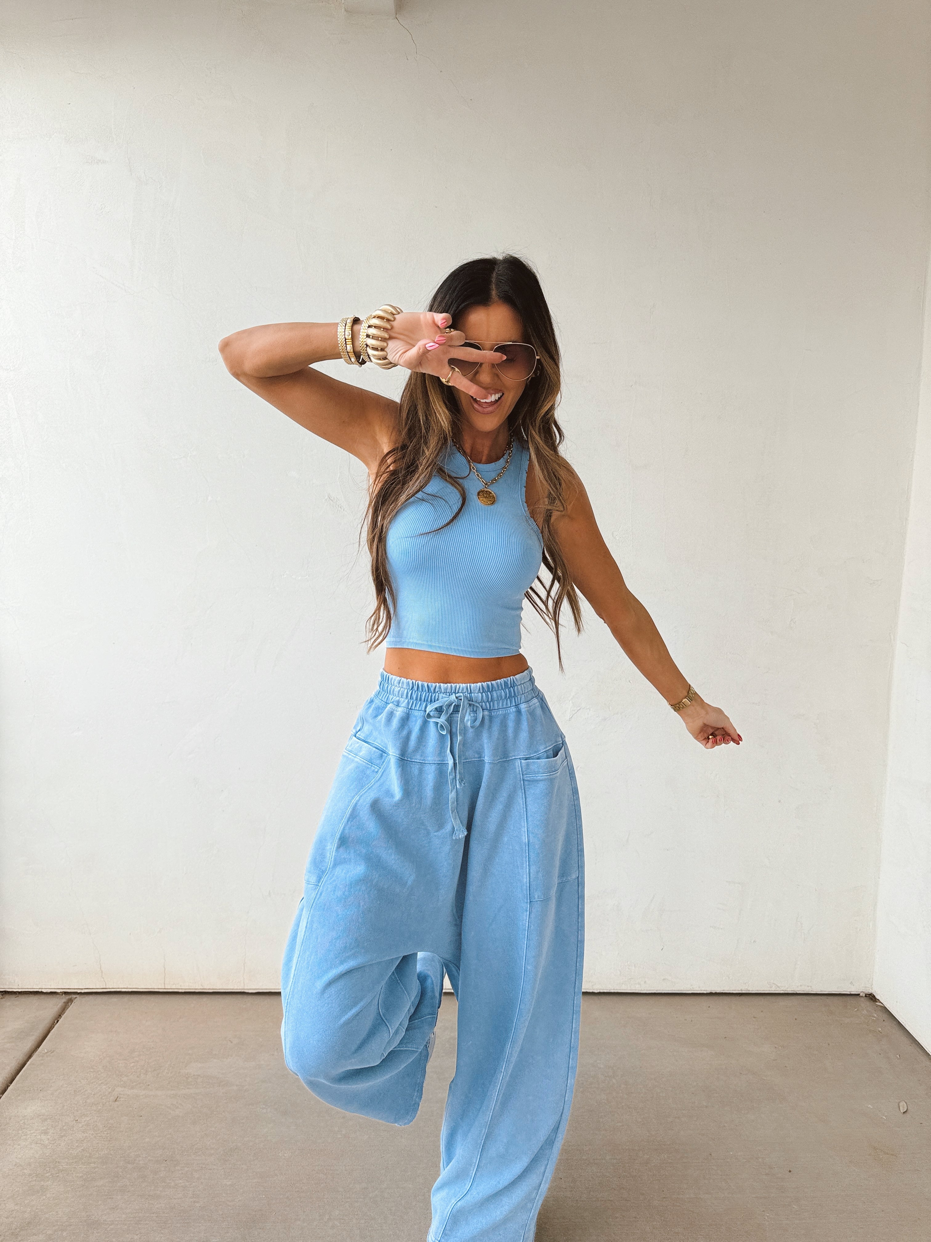 Cold Plunge Harem Pants//Blue