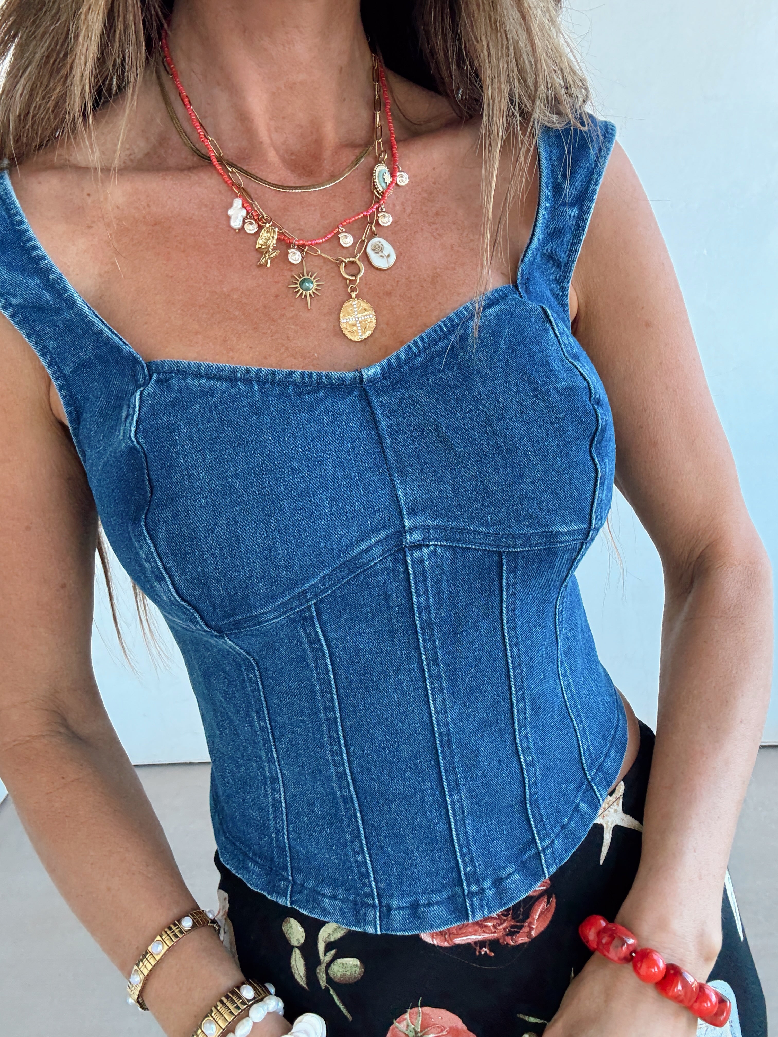 Defined Denim Zip Back Tank