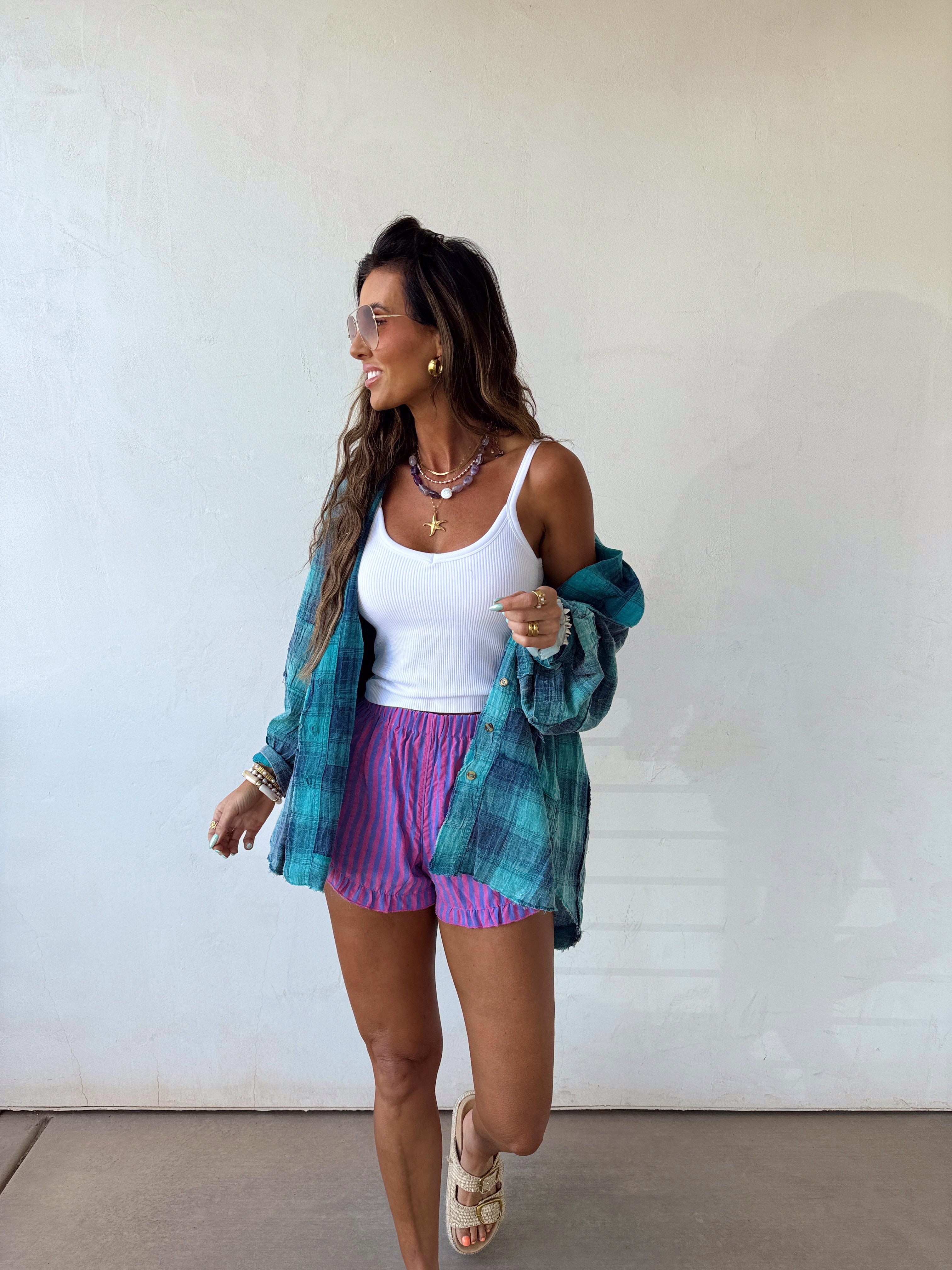 Frills and Thrills Stripped Shorts