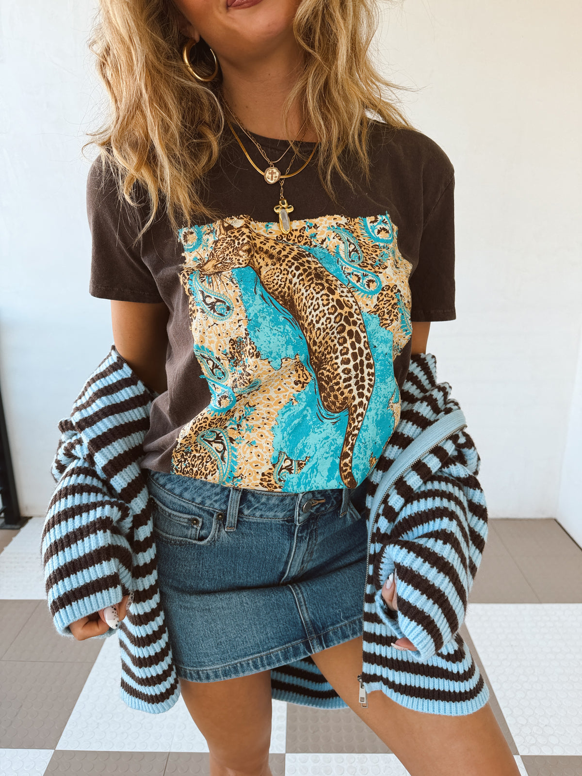 Aqua Leopard Tee