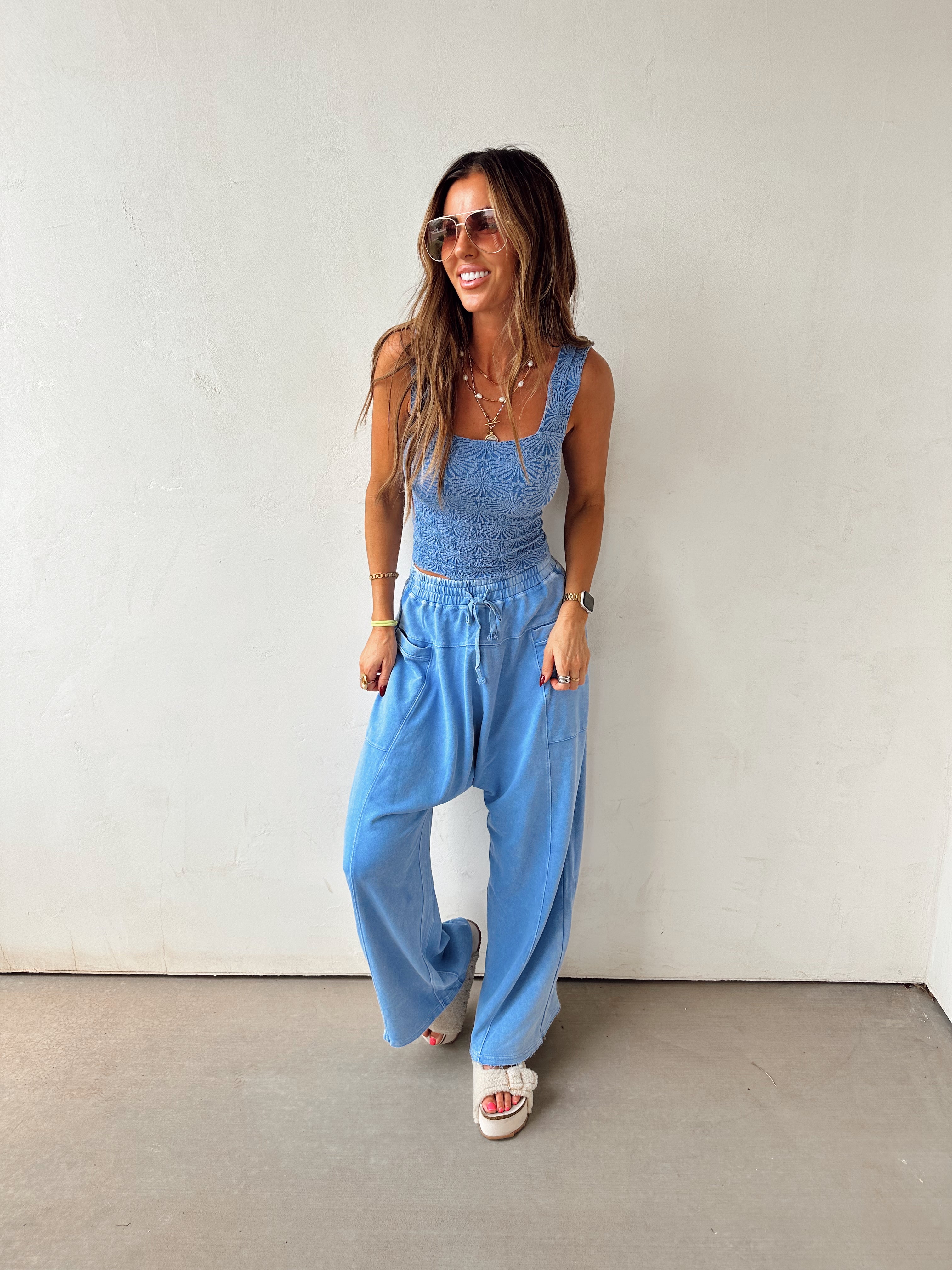 Cold Plunge Harem Pants//Blue