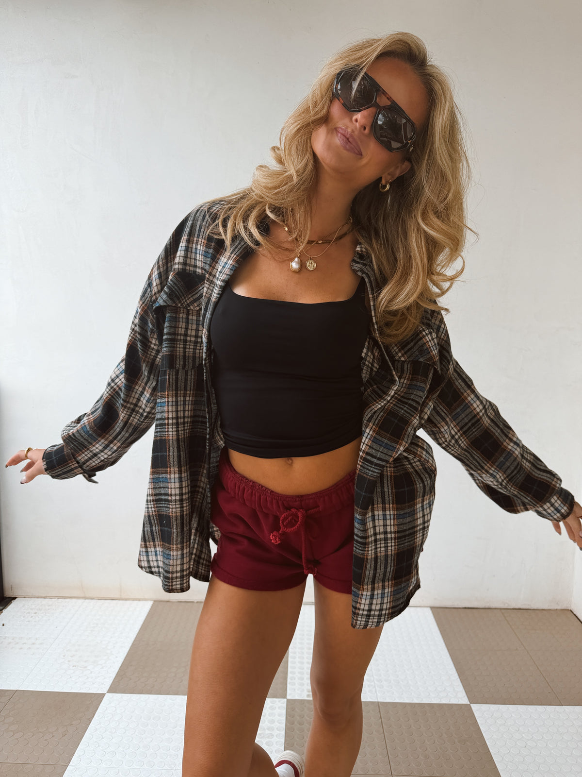 October Plaid Top