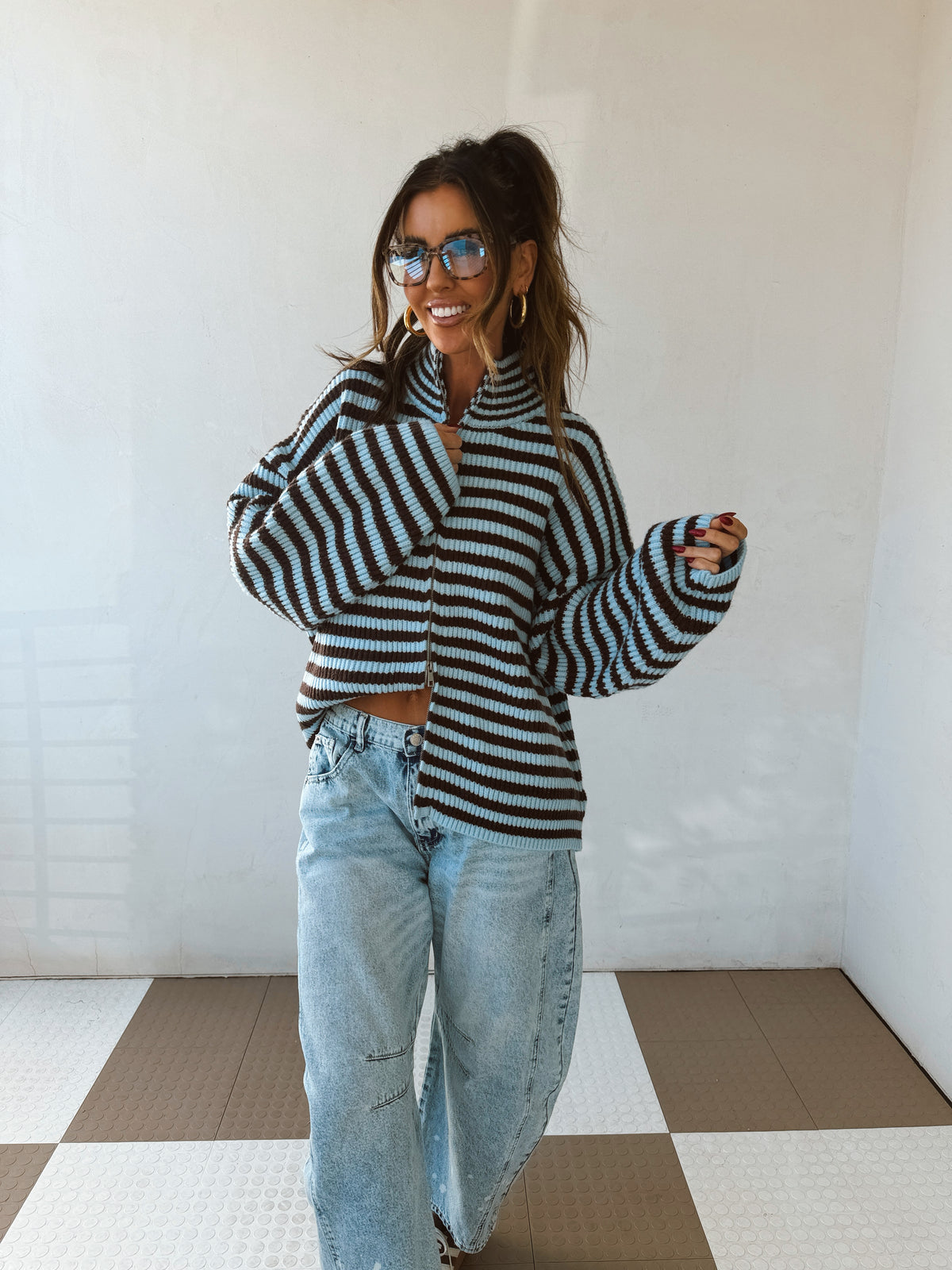 Zane Striped Zipup