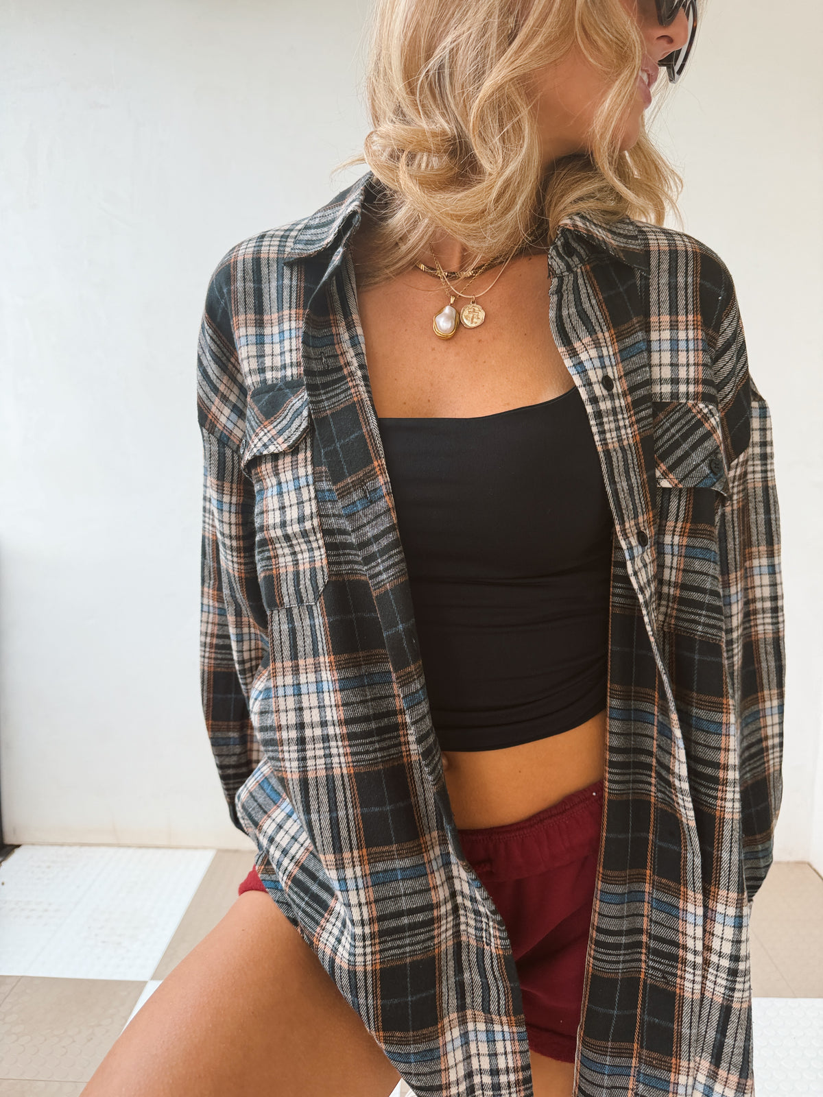 October Plaid Top