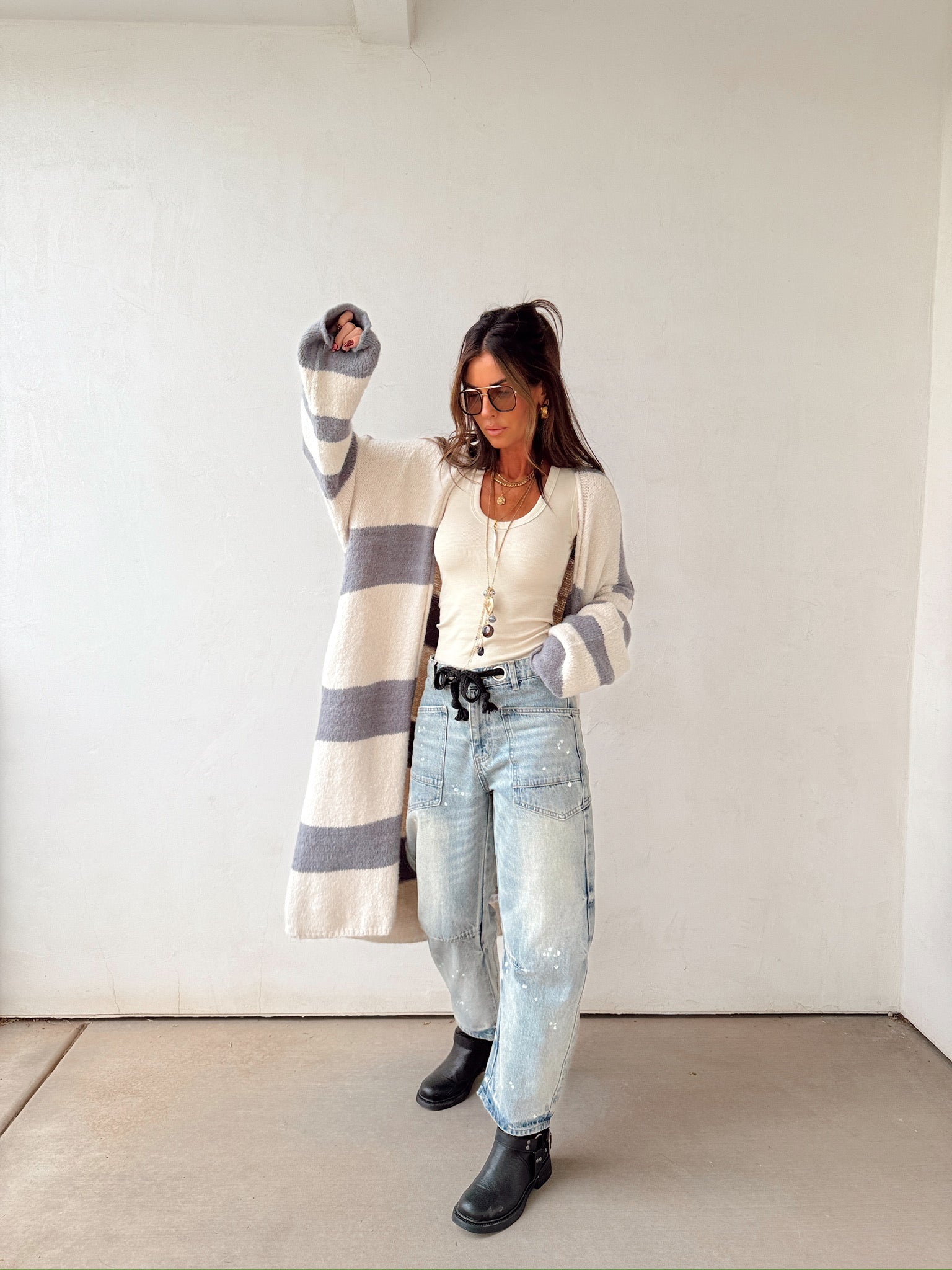 Slate Striped Cardigan