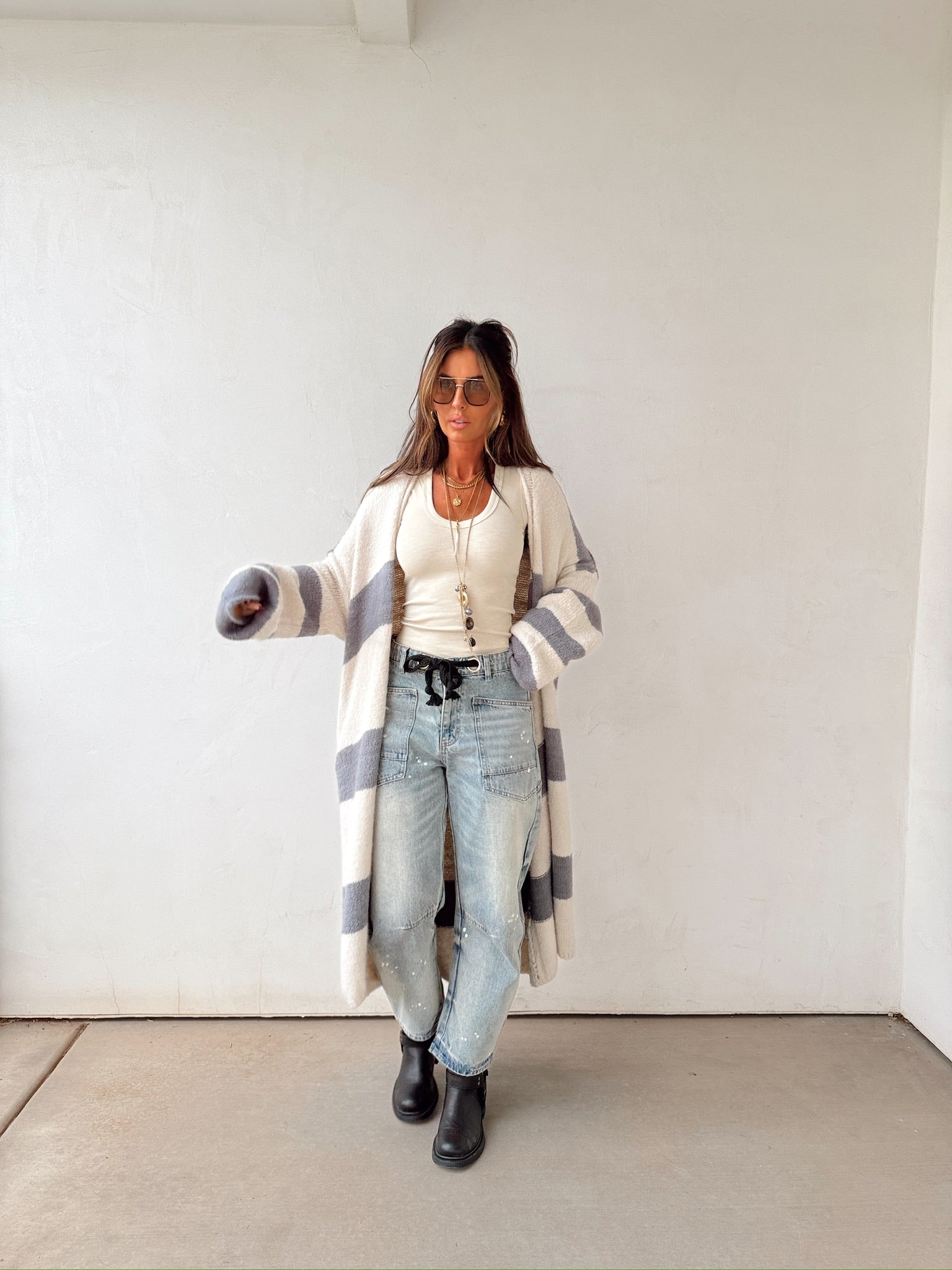 Slate Striped Cardigan