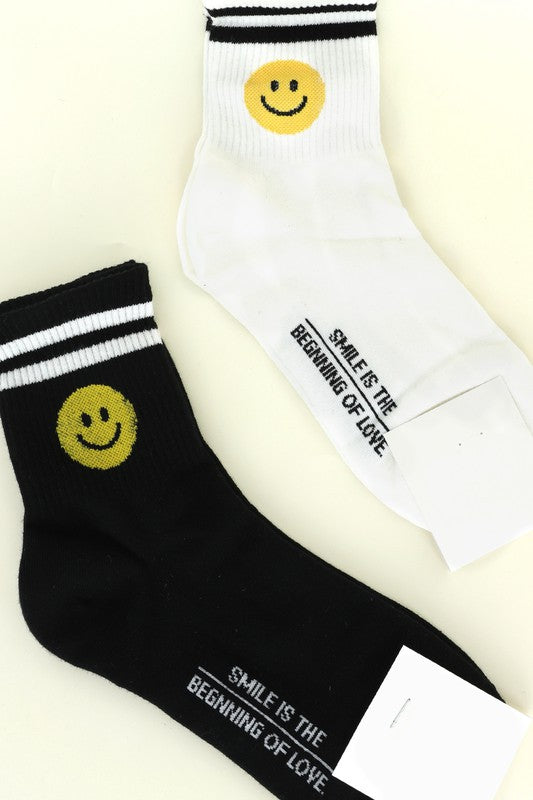 Double Striped Smiley Face Socks