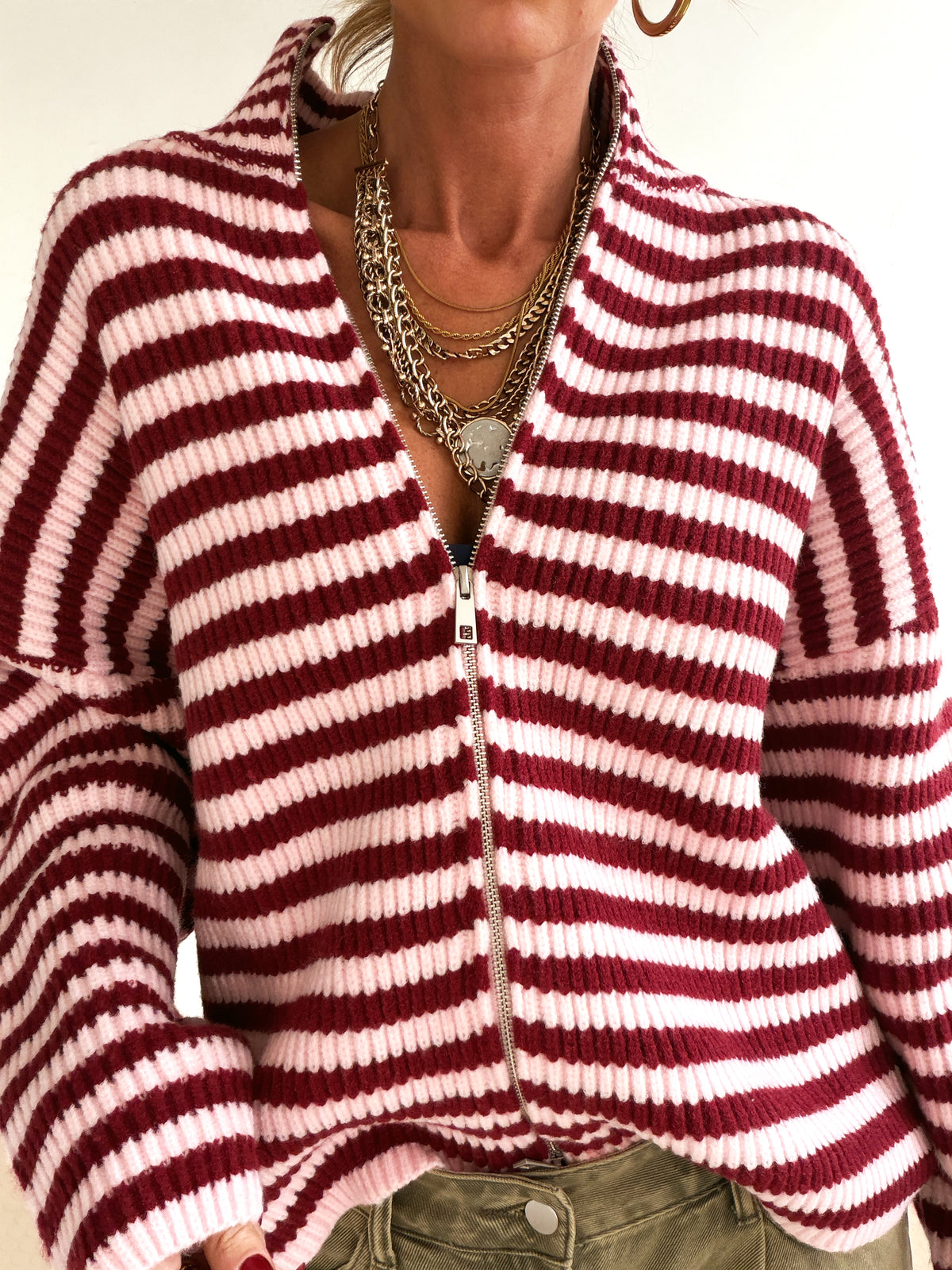 Zane Striped Zipup