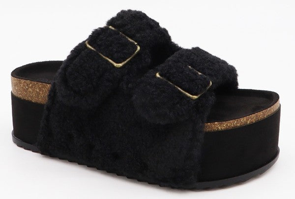 Get Cozy Sherpa Platform Sandals