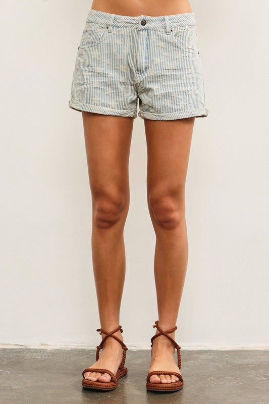Starlight Striped Denim Shorts