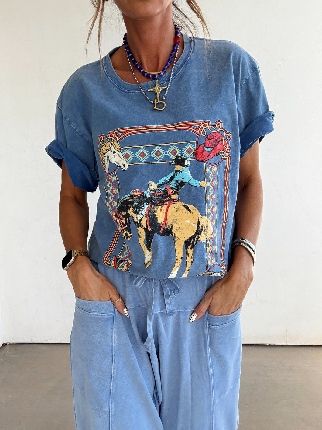 Save a Cowboy Graphic Tee//Blue