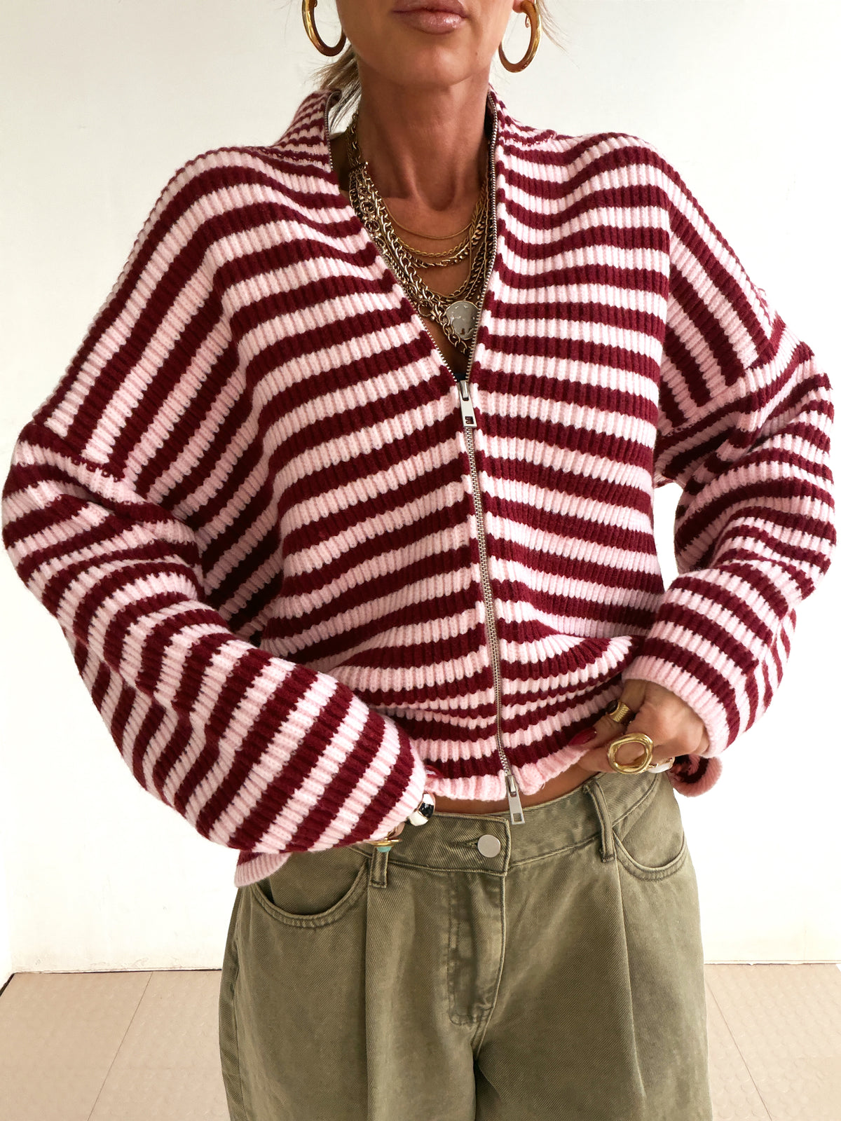 Zane Striped Zipup
