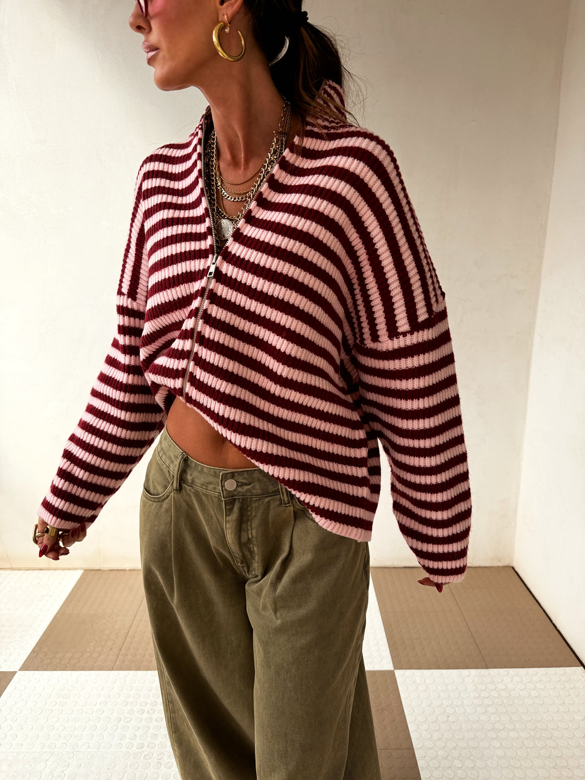 Zane Striped Zipup