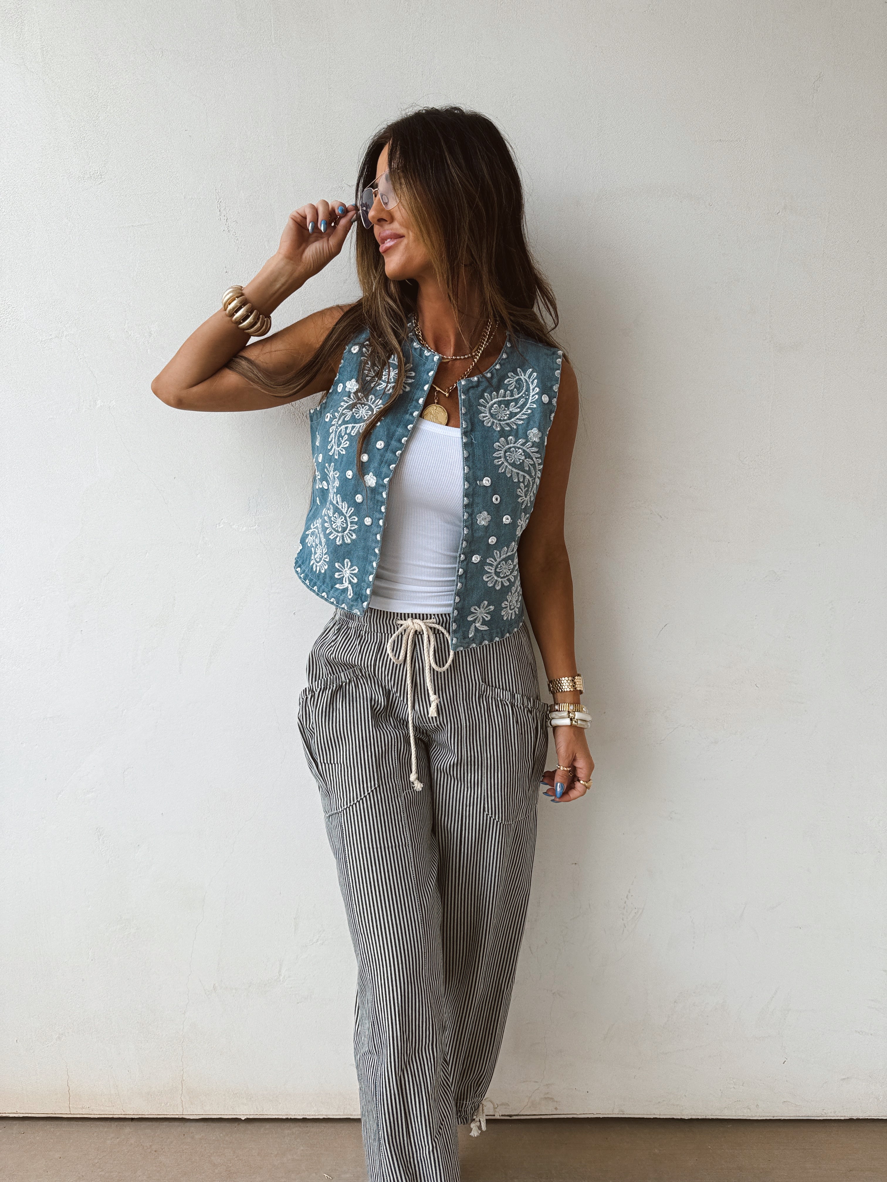 Shania Embroidered Vest – Copper + Cloth