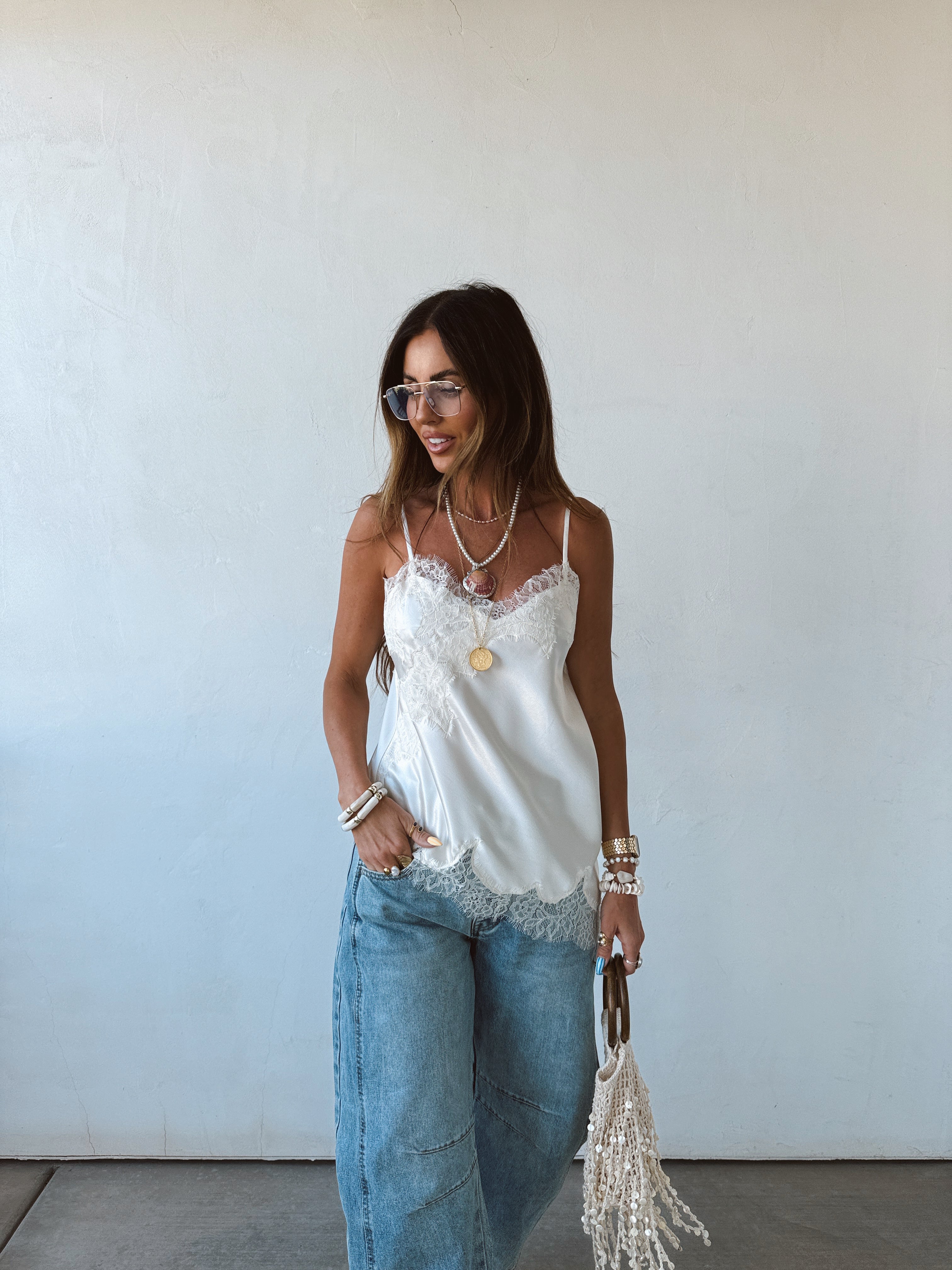 Seashell Satin Tank