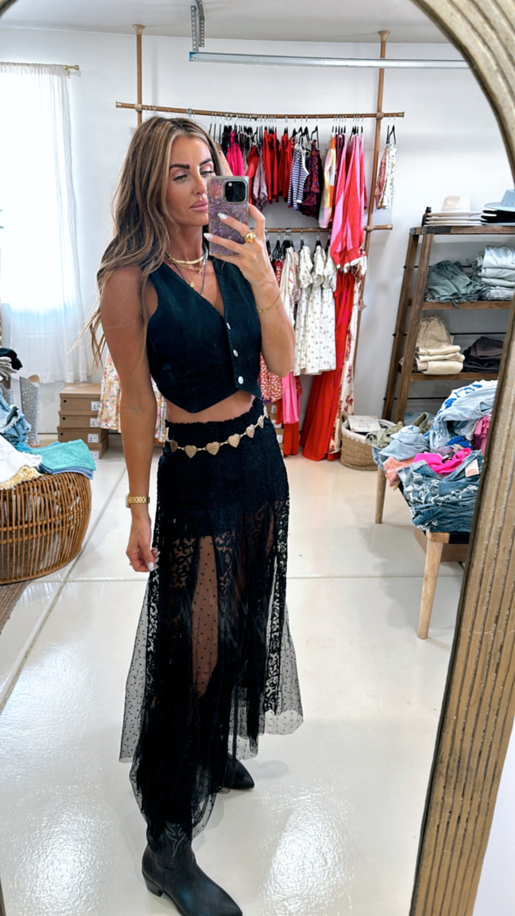 Shania Lace Sheer Maxi Skirt