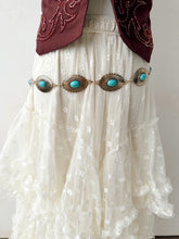 Load image into Gallery viewer, Turquoise Gold Oval Concho Belt
