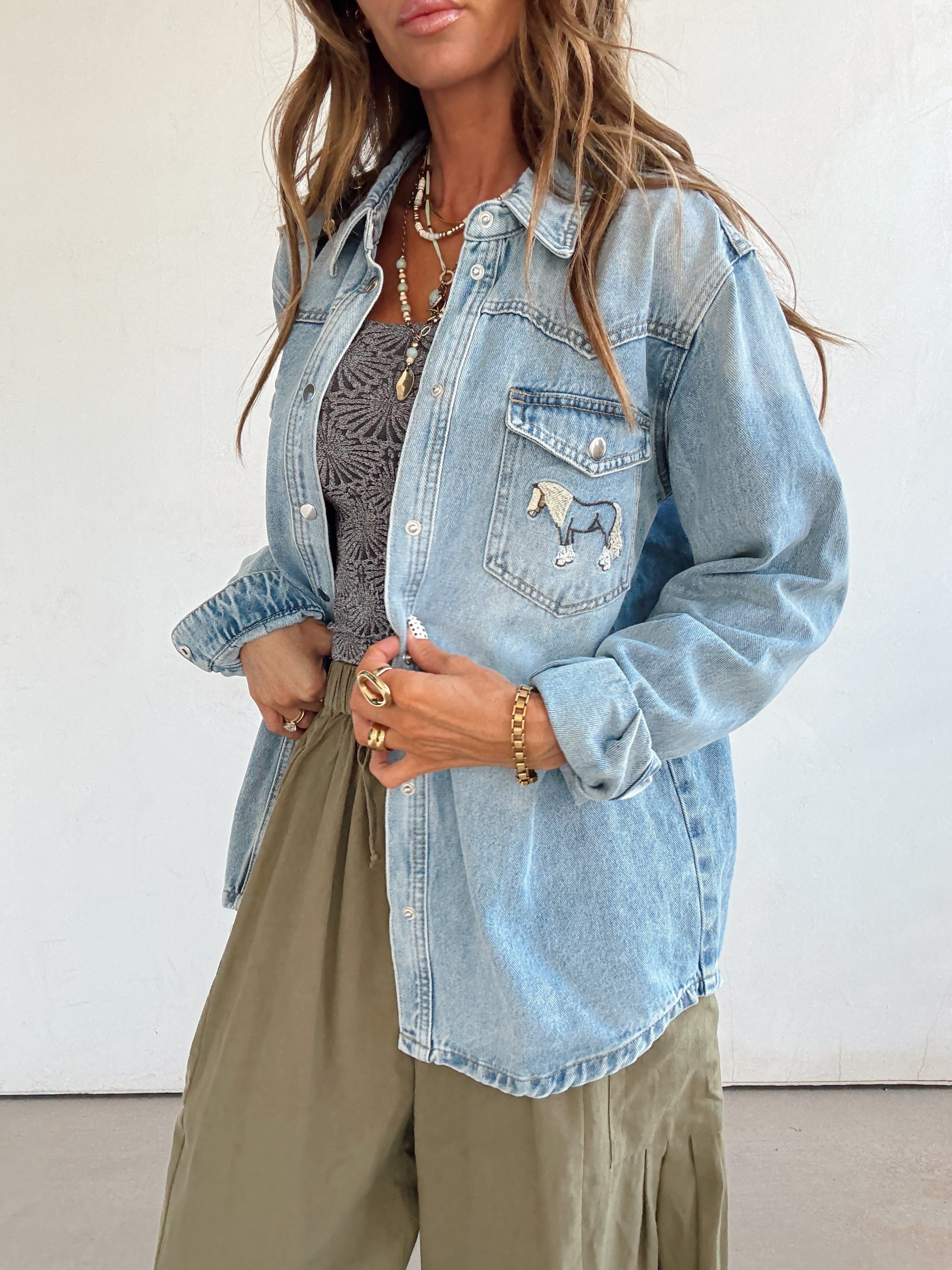 Trick Pony Denim Button Up