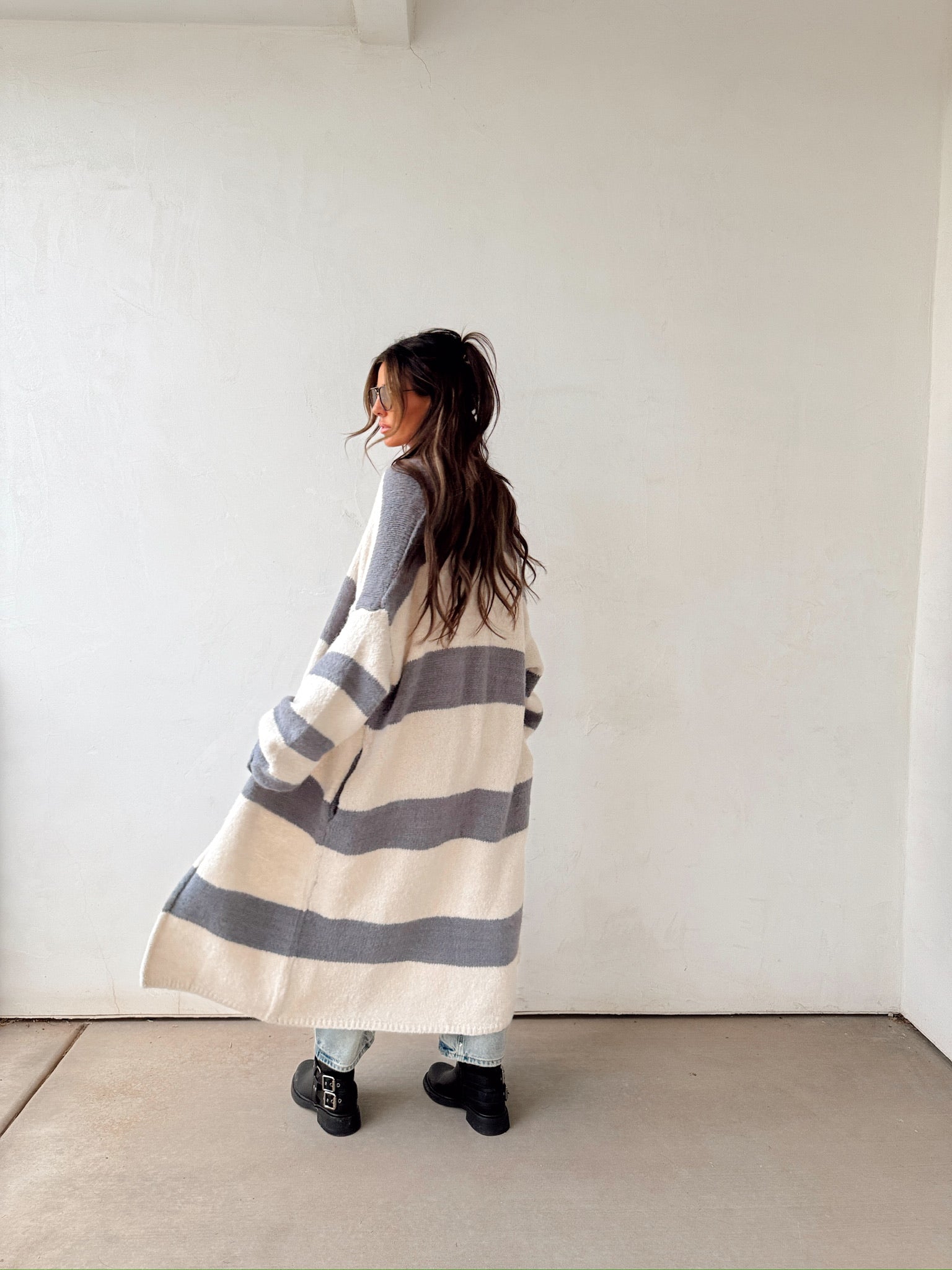Slate Striped Cardigan