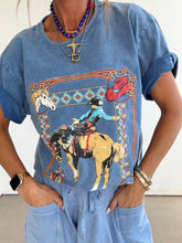 Load image into Gallery viewer, Save a Cowboy Graphic Tee//Blue
