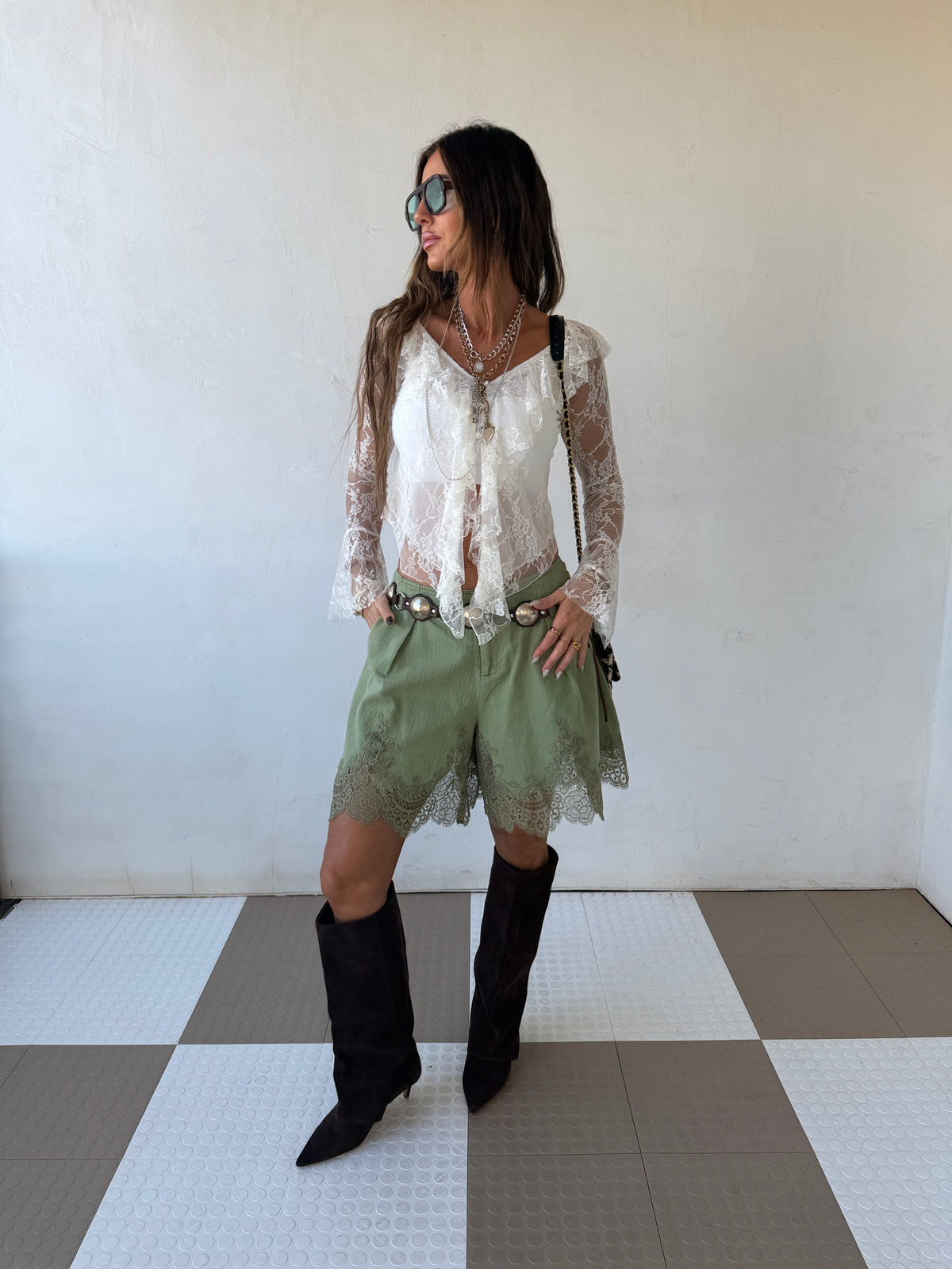 Olive Grove Lace Shorts