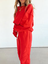 Load image into Gallery viewer, Varsity Sweat Set//Red
