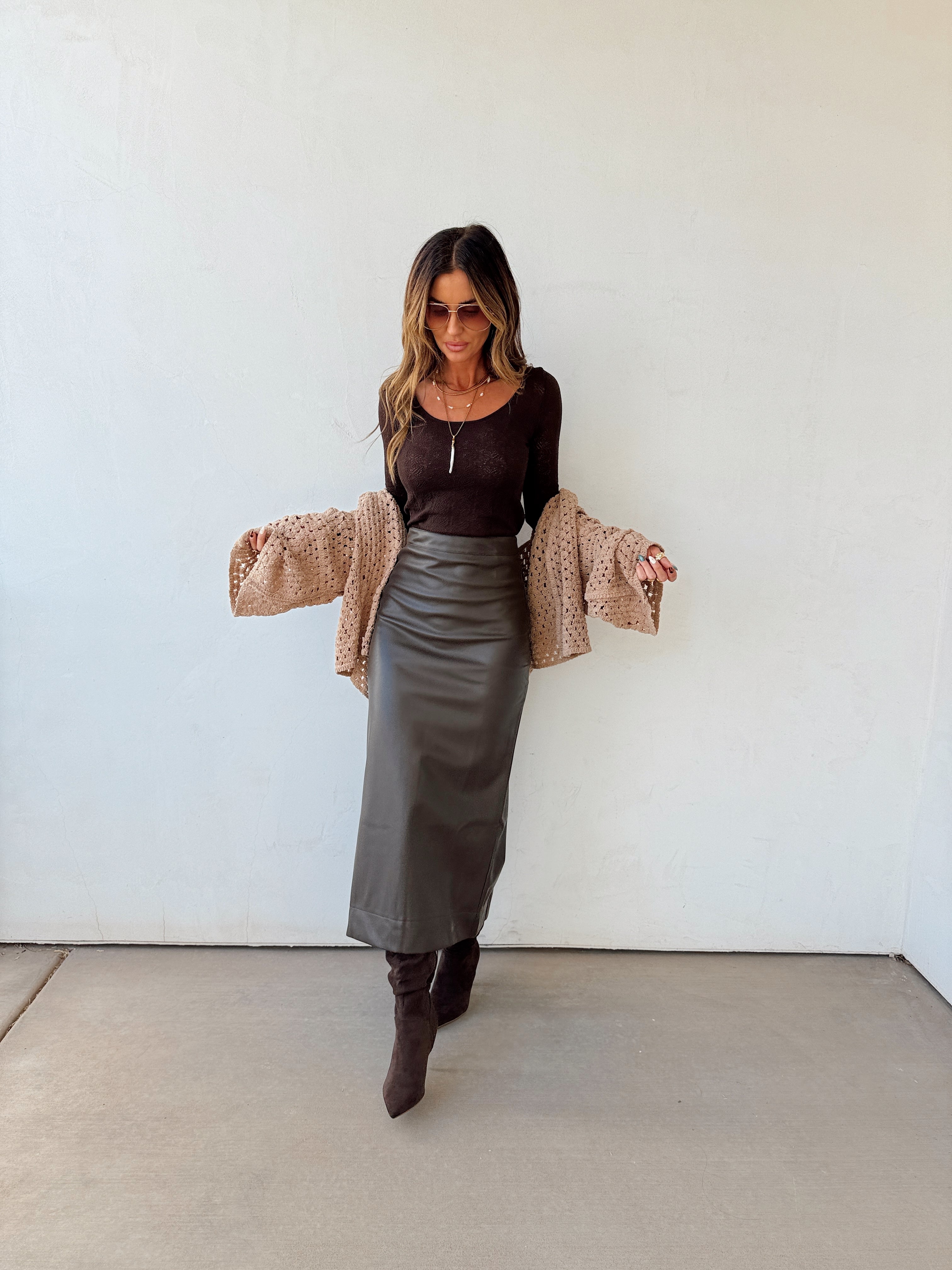 Beside Me Leather Skirt