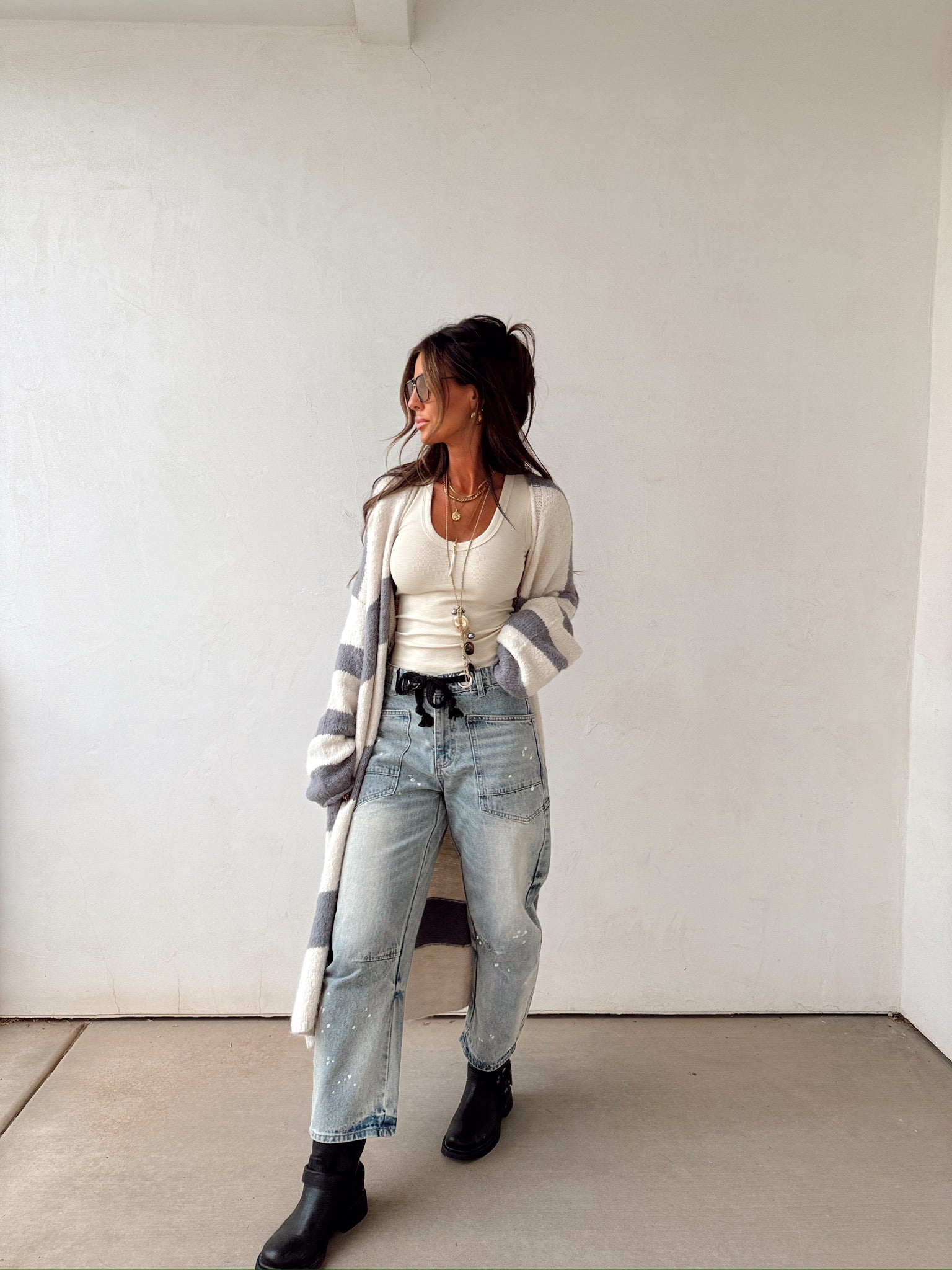 Slate Striped Cardigan