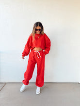 Load image into Gallery viewer, Varsity Sweat Set//Red
