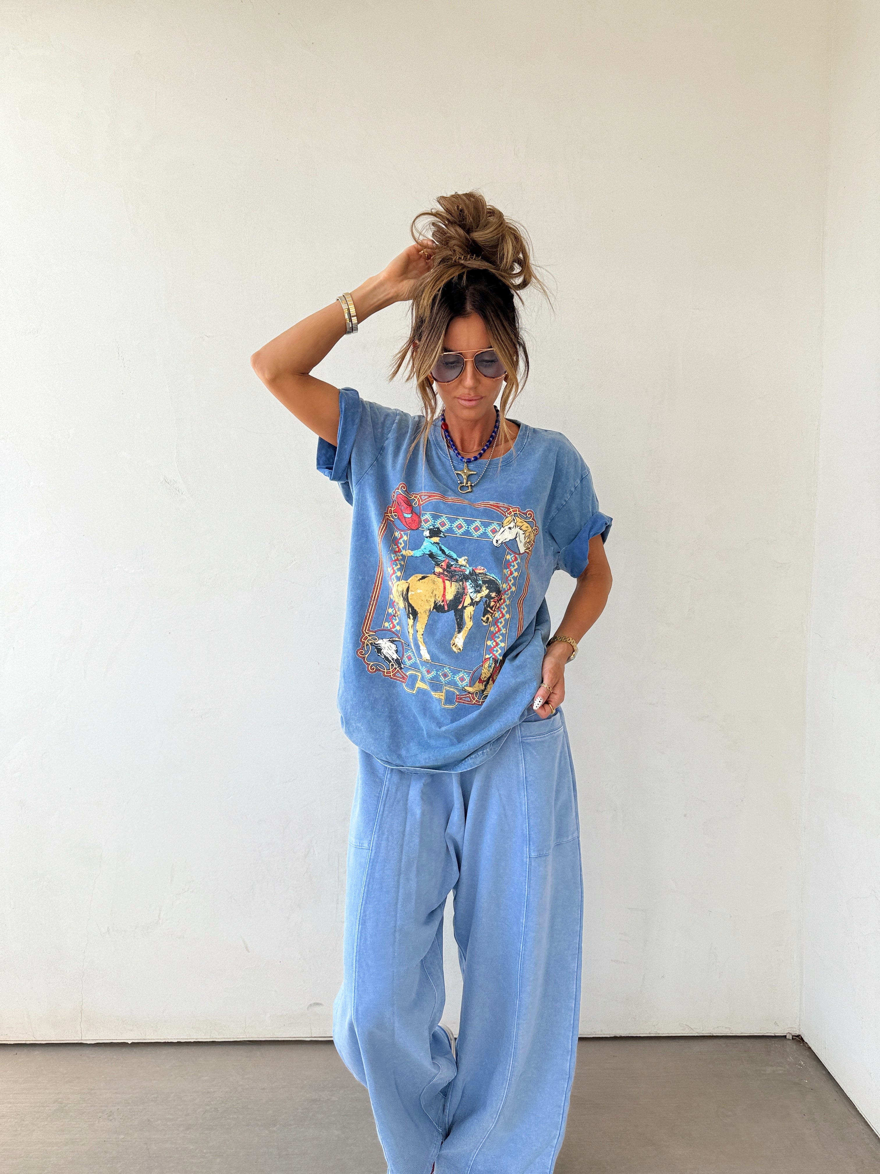 Save a Cowboy Graphic Tee//Blue