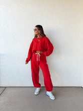Load image into Gallery viewer, Varsity Sweat Set//Red
