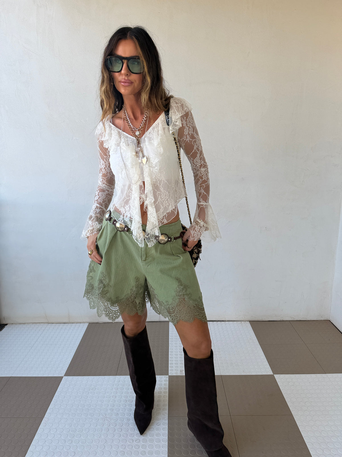 Olive Grove Lace Shorts