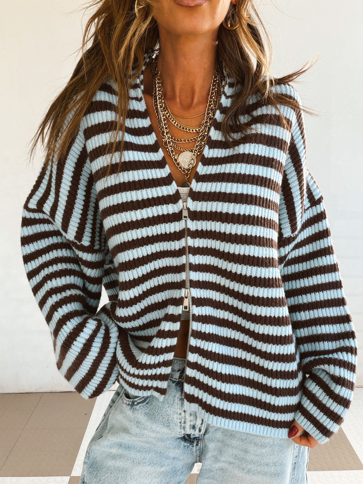 Zane Striped Zipup