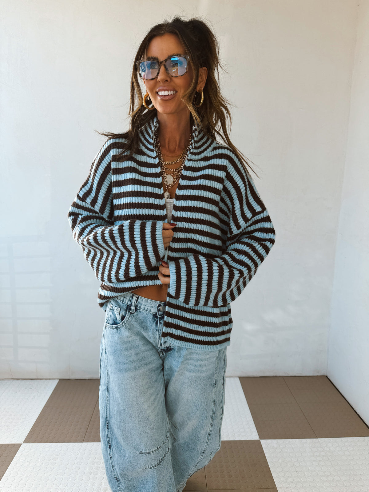 Zane Striped Zipup