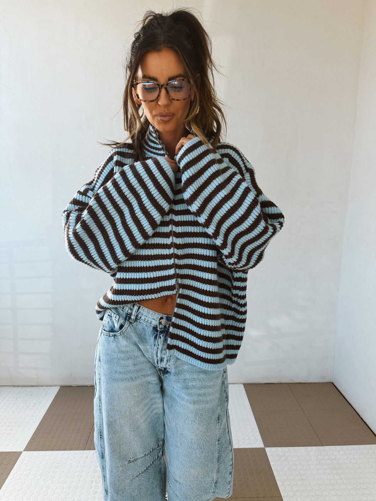 Zane Striped Zipup